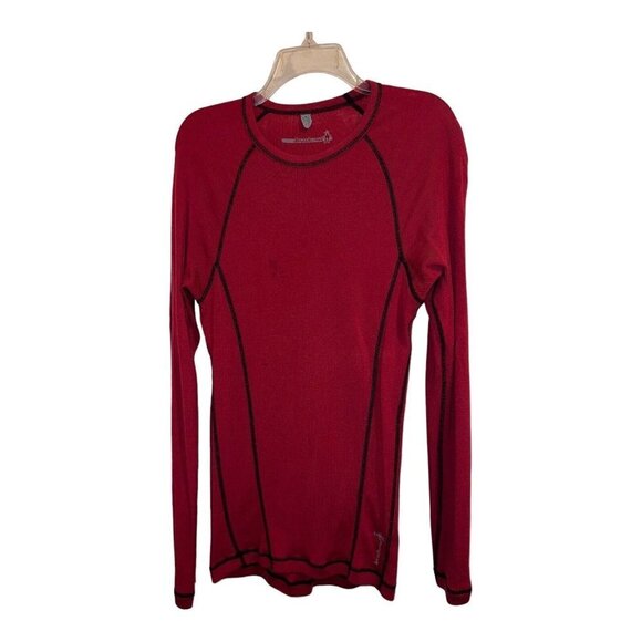 SMARTWOOL Mens Red 100% Merino Wool Pullover Long Sleeve Stretch Baselayer - Picture 1 of 8